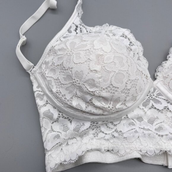 NWT Maidenform 34B White Lace Underwire Bra Bralette Multiway Convertible Strap - Picture 2 of 6